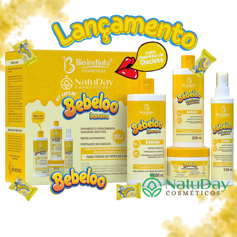 6un Kit Capilar Bebeloo Banana l Cheiro de Babalu A Magia da Infância