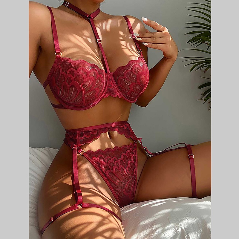 Conjunto Lingerie Renda Gladiadora Completo Sensual Luxo Gringa