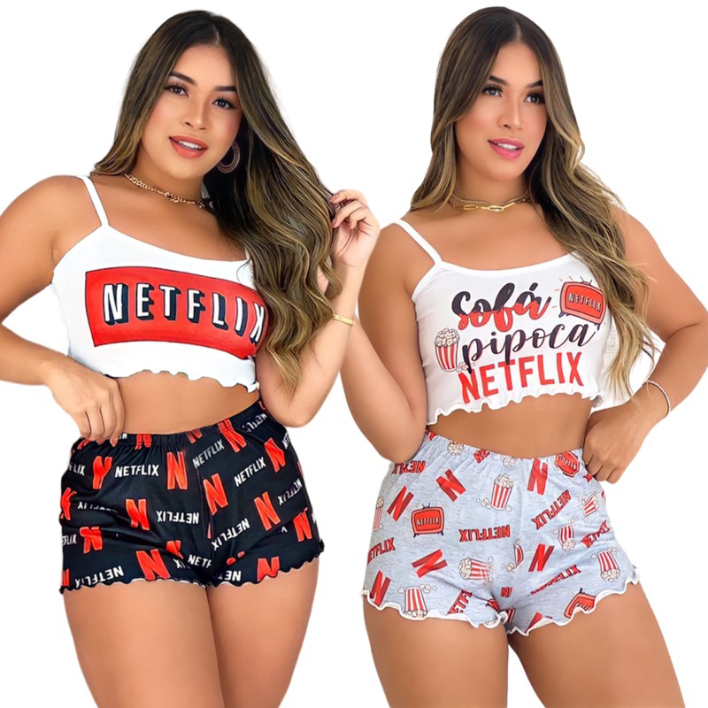 Pijama Cropped Ondinha Short Doll Atacad Shopee Brasil