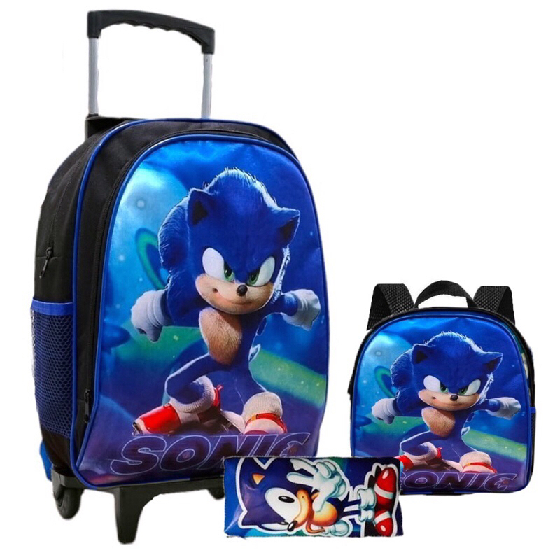 Kit Mochila Infantil Escolar Sonic Rodinhas Tam G F Meninos Shopee