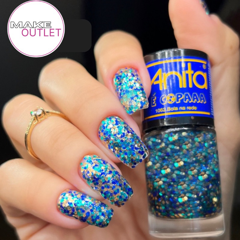 1062 Bola Na Rede Esmalte Anita Glitter Azul Shopee Brasil