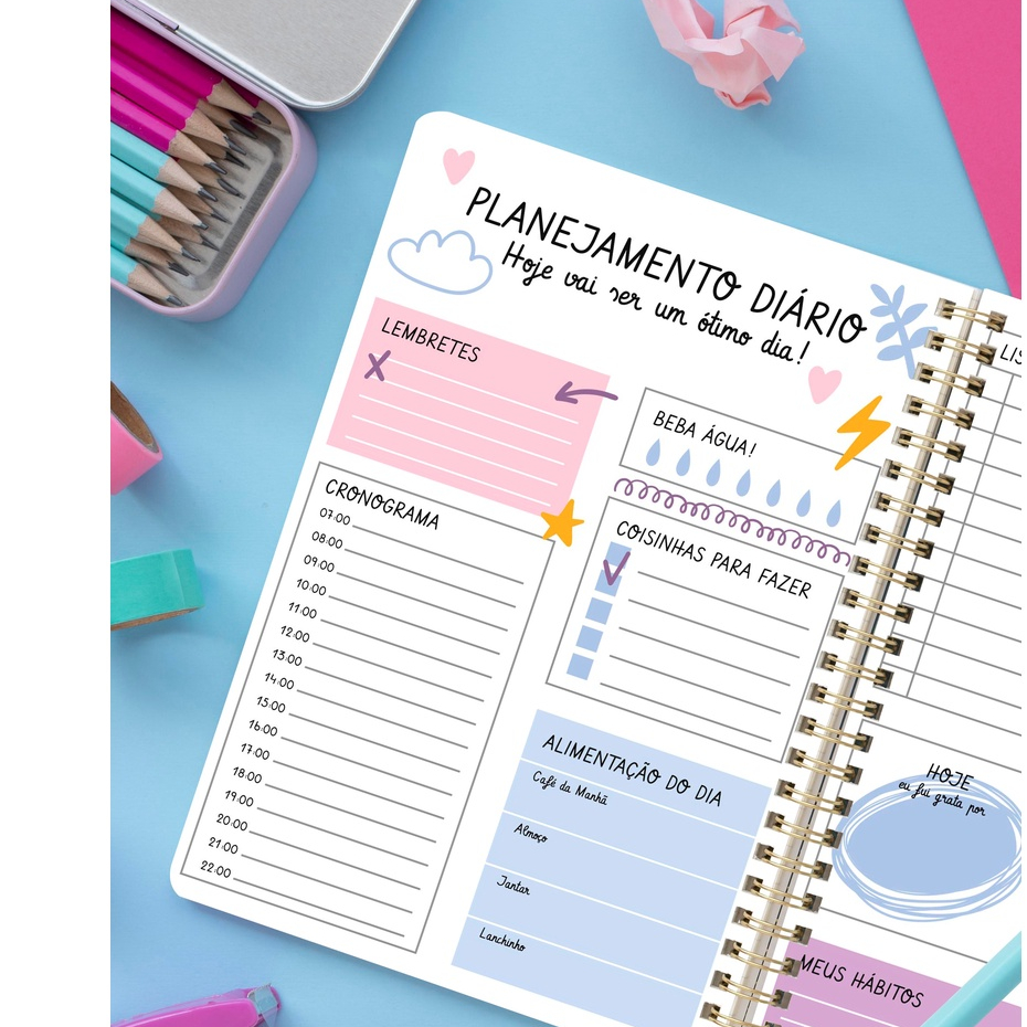 Planner semanal A4 Planejamento semanal A4 vários modelos Shopee Brasil