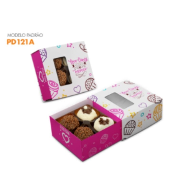 10 Und PD121 EMBALAGEM PARA 4 BRIGADEIROS CAIXA PARA DOCES