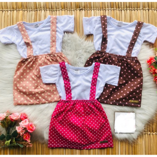 Conjunto Infantil Menina Blusa E Jardineira Saia Ver O Feminina Natal