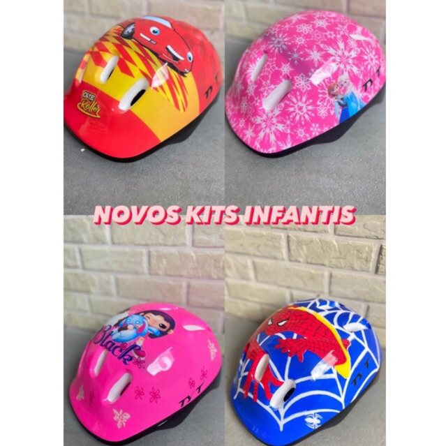 Kit Capacete Protecao Bike Infantil Capacete Joelheira Cotoveleira