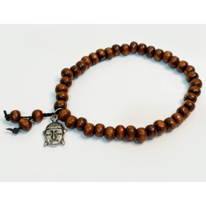 Pulseira Buda Em Madeira Marrom Escura Shopee Brasil