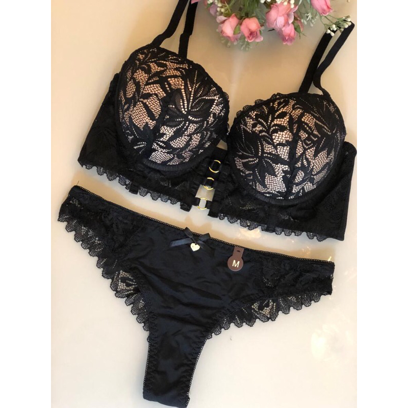 Conjunto De Lingerie Sutia Bojo E Calcinha Sexy Zed De Renda Z D