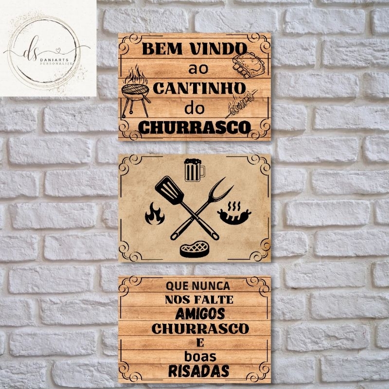 Kit Quadros Decorativos Cantinho Do Churrasco Mdf Shopee Brasil