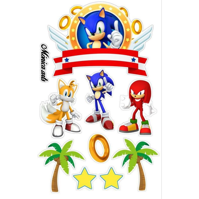 Topo Topper De Bolo Do Sonic Shopee Brasil