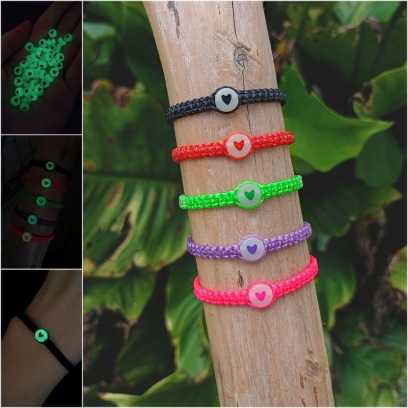 Pulseira macramê colorida coração BRILHA NO ESCURO Shopee Brasil