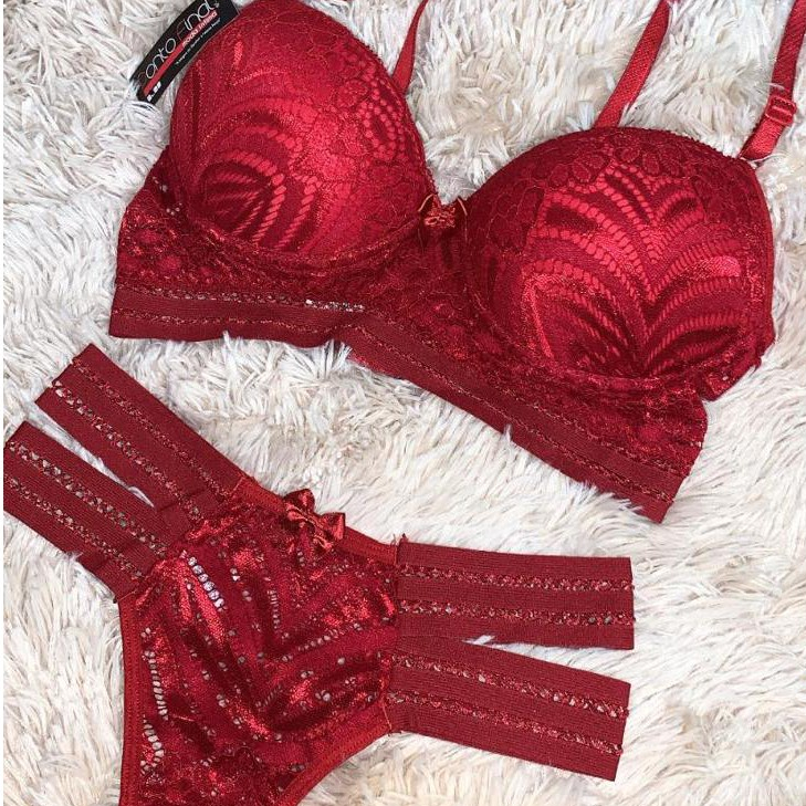 Conjunto Tiras Laterais Sutian Calcinha Super Luxo Lingerie Roupa