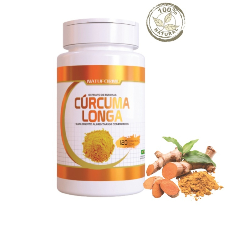 Cúrcuma Longa Pura 120 comprimidos 1000mg Anti inflamatório Natural