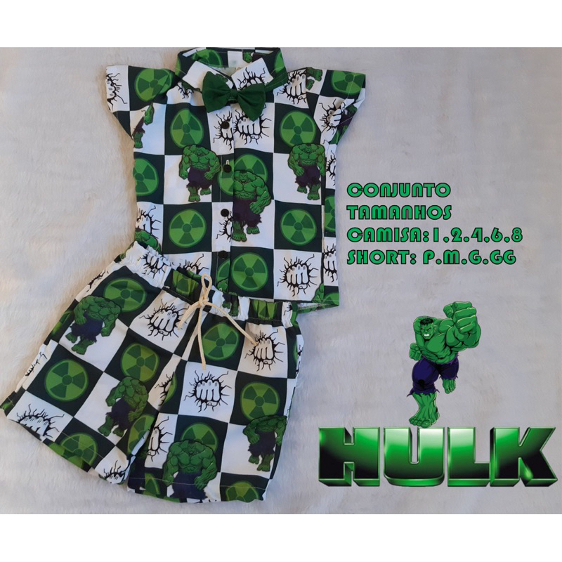 Conjunto hulk conjunto temático menino festa conjunto mauricinho