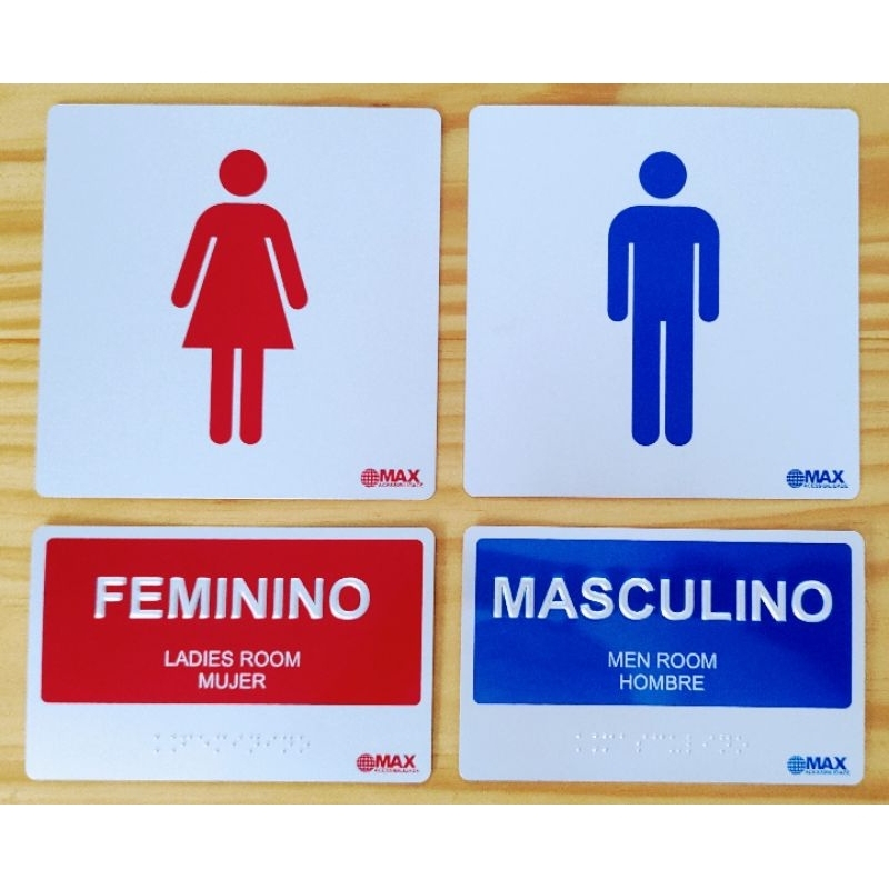 Placa Braille Masculino Feminino Para Banheiros e Sanitários Shopee