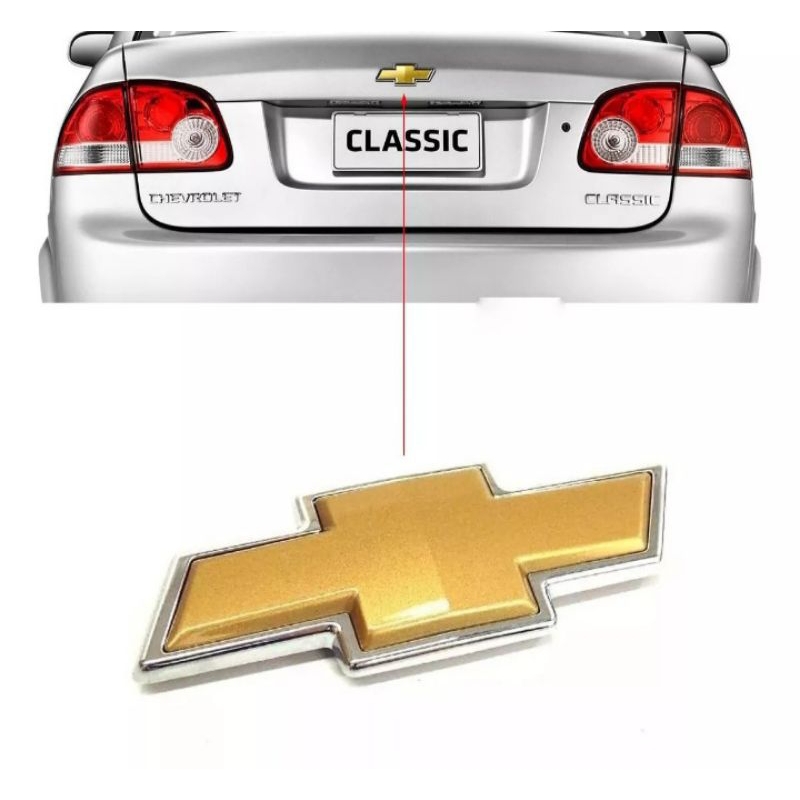 Emblema Gravata Dourada Porta Mala Linha GM Classic Corsa Sedan 2011