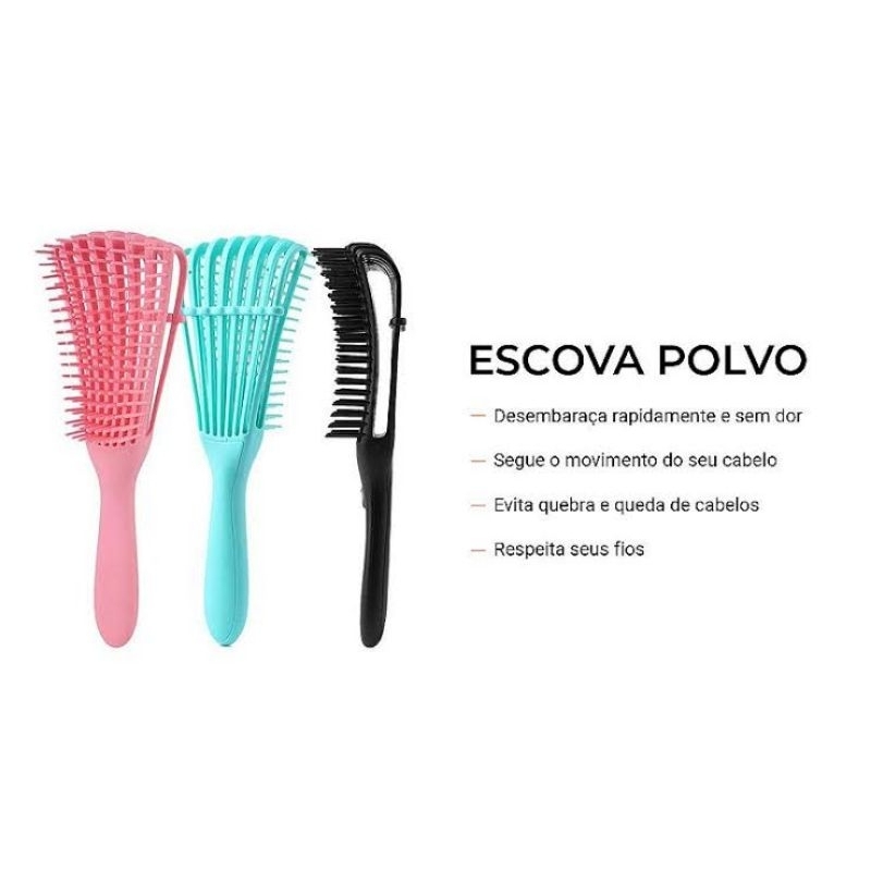 Escova Polvo Pente Para Cabelo Cacheado Shopee Brasil