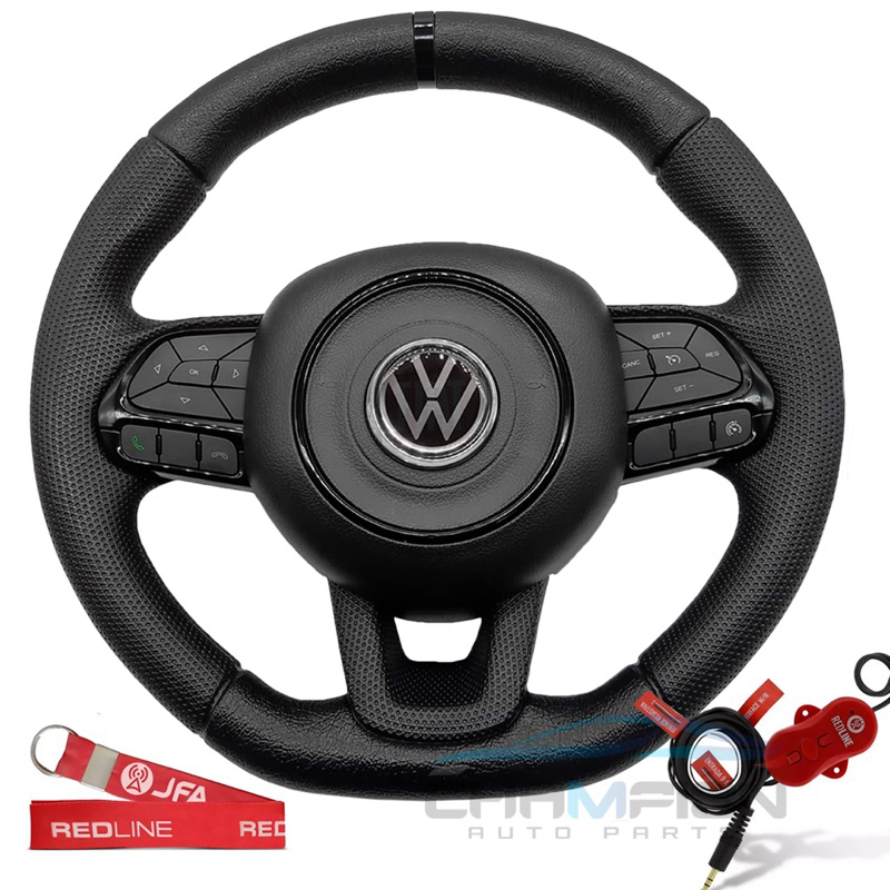 Volante Controle De Som Base Reta MK8 P VW Gol Saveiro Polo Fox Voyage