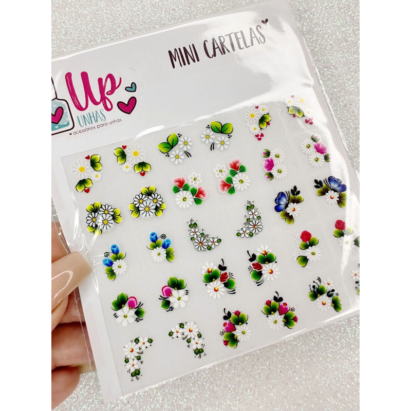 Mini Cartel O Adesivos Para Unhas Unidades Florzinhas Modelo