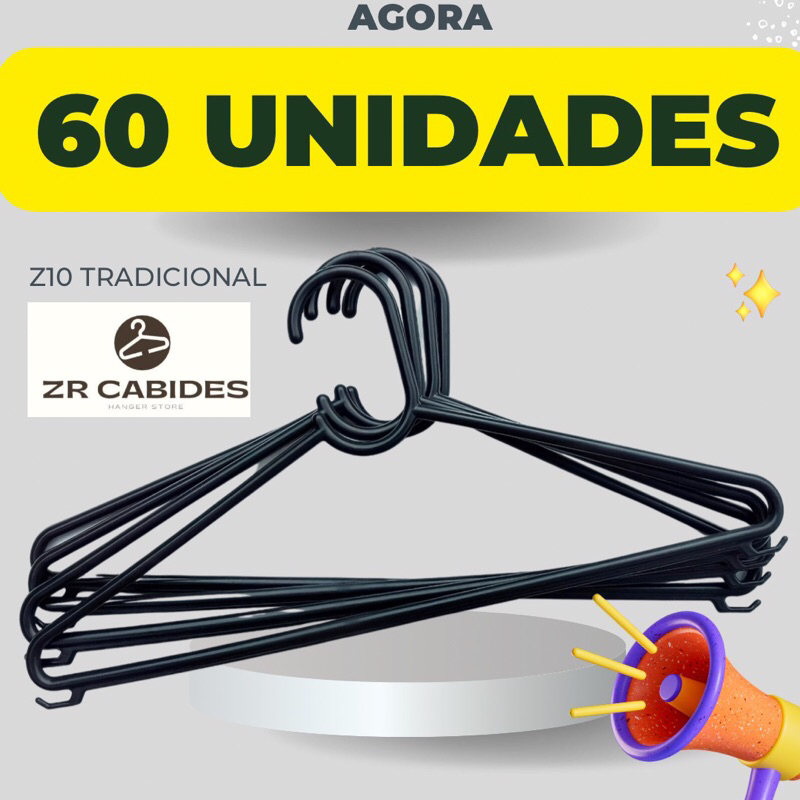 Cabide De Roupa Adulto Preto Kit 60 Unidades Shopee Brasil