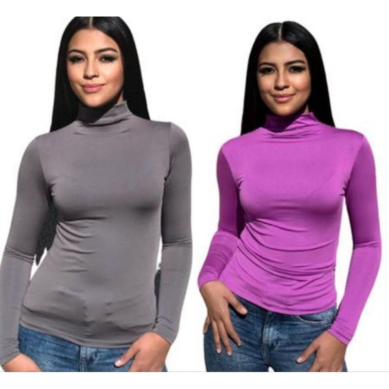 Kit Blusa Feminina Segunda Pele Gola Alta Manga Longa Shopee Brasil