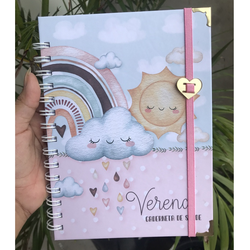 Caderneta de vacinação ou de saúde Personalizada chuva de amor A5