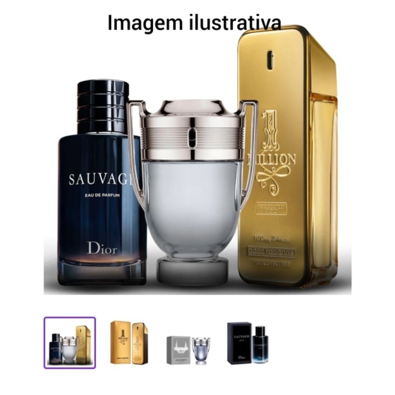 Kit 3 Perfume Masculino 100ML Sauvage Invictus One Million Shopee