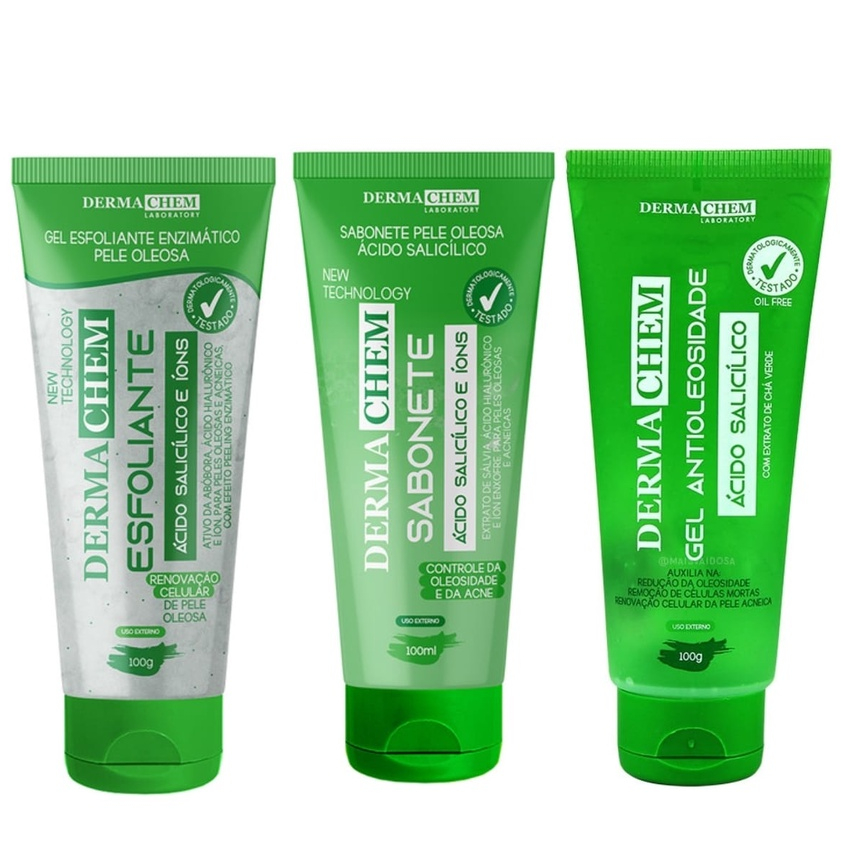 Kit De Limpeza Para Pele Oleosa Sabonete Gel Esfoliante 3