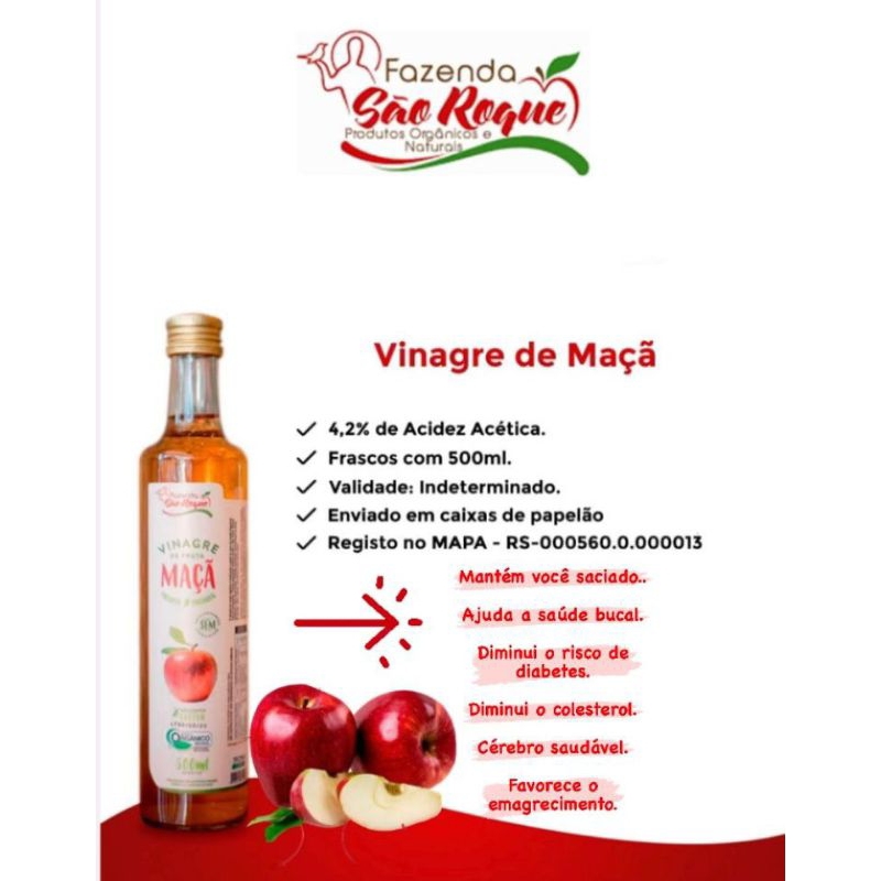 Vinagre De Ma Org Nico Ml Fazenda S O Roque Shopee Brasil