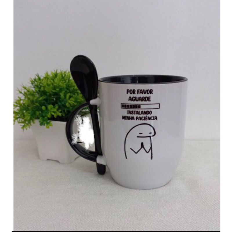 Caneca Personalizada Colher Flork Meme Instalando Paciencia