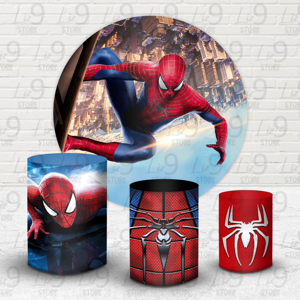 Kit Painel Redondo Sublimado Homem Aranha 1 50M Trio Capas De