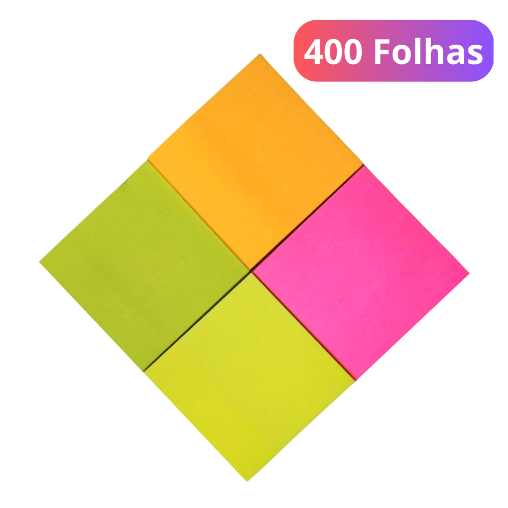 Bloco Adesivo Post It Para Recado 400 Folhas Postiti Diferentes