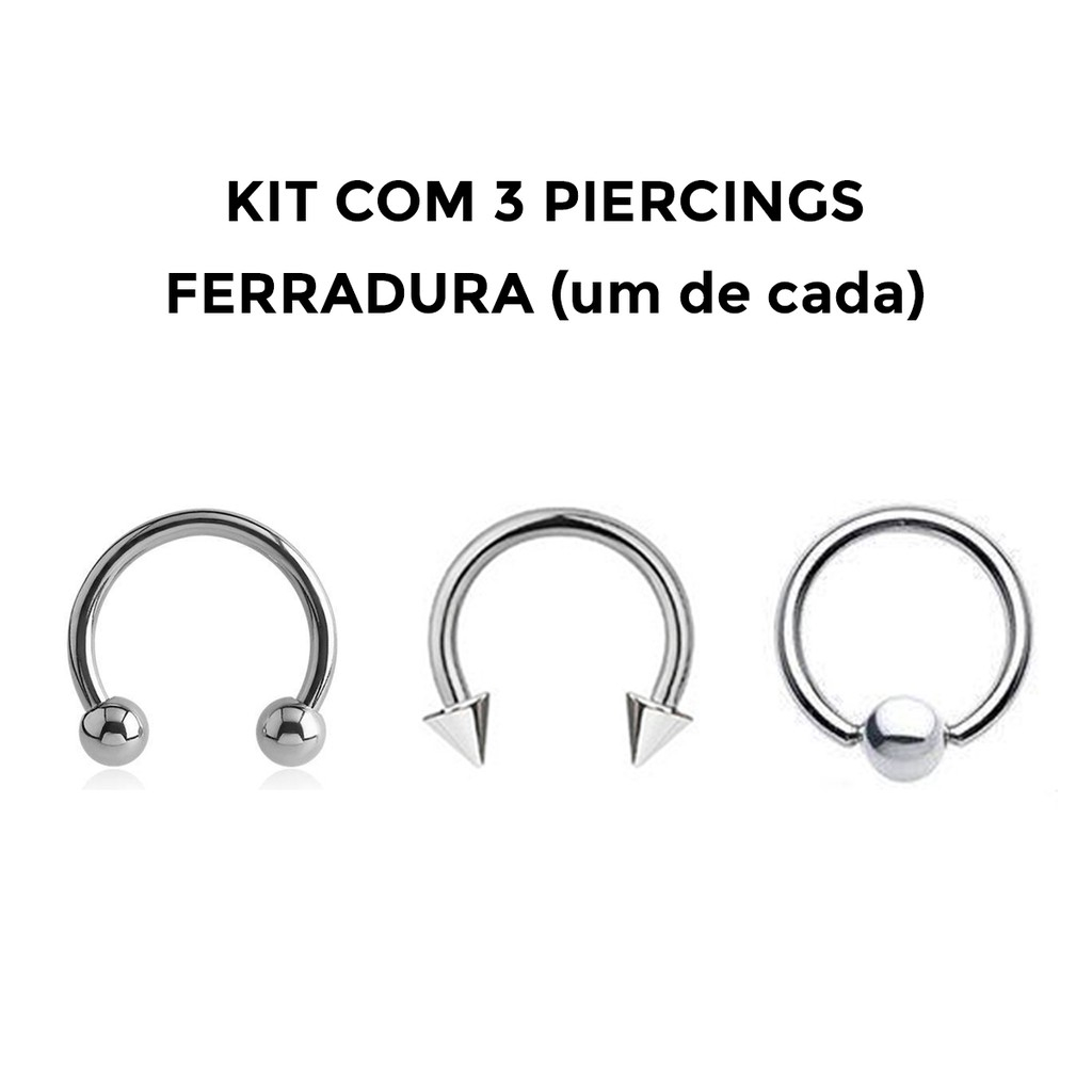 Kit Piercings Ferradura Spike Captive Mm A O Cir Rgico