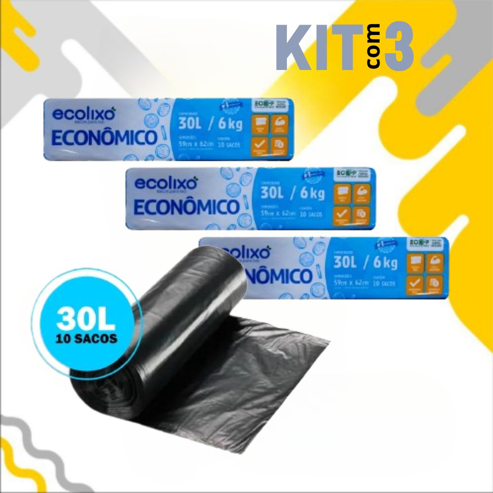 Kit 3 Saco De LIxo 30 Litros 30 Unidades 3 Rolos 10 Un Cada Shopee Brasil