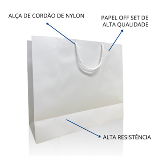 Sacola Papel Branca Grande Premium 50 Unidades 42x36x15 Cm Shopee