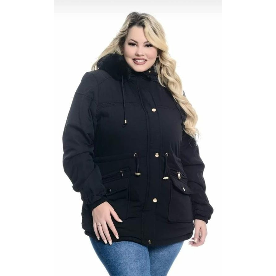 Parka Sobretudo Casaco Forrada Plus Size Feminina De Sarja G Ao G