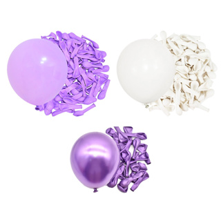 Kit 125 Balões Lilás Branco Violeta Metalizado Balão Bexiga Candy