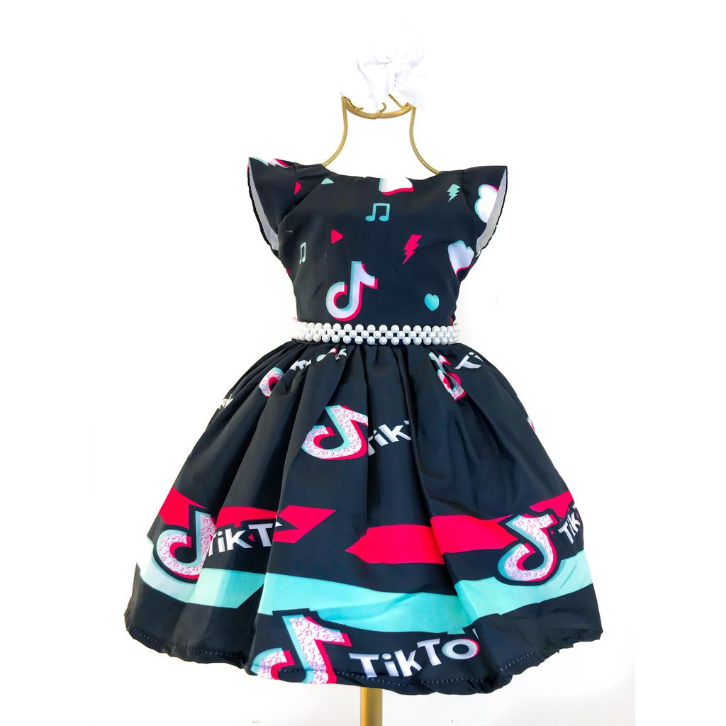 Vestido Infantil Temático Tik Tok Shopee Brasil