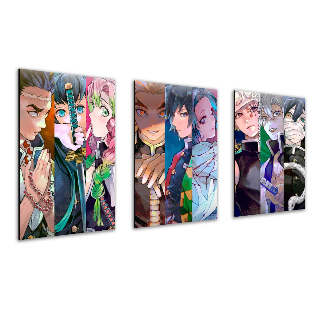 Trio Placas Decorativas Demon Slayer Hashiras Mdf Mm Alta Qualidade