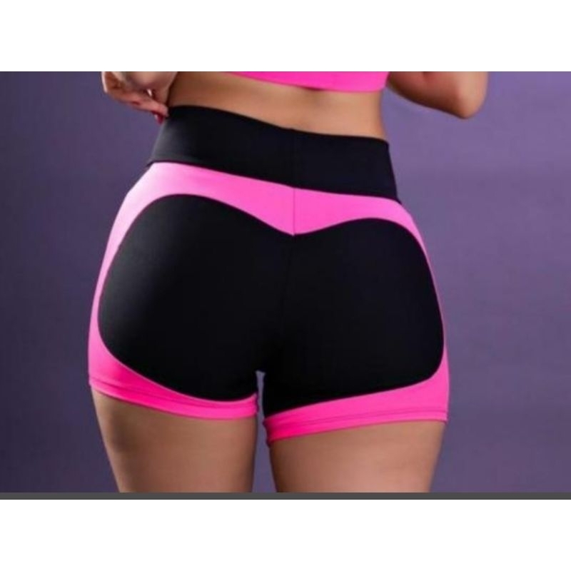 Shorts De Academia Empina Bum Bum Poliamida Neon Moda Fitness Feminina