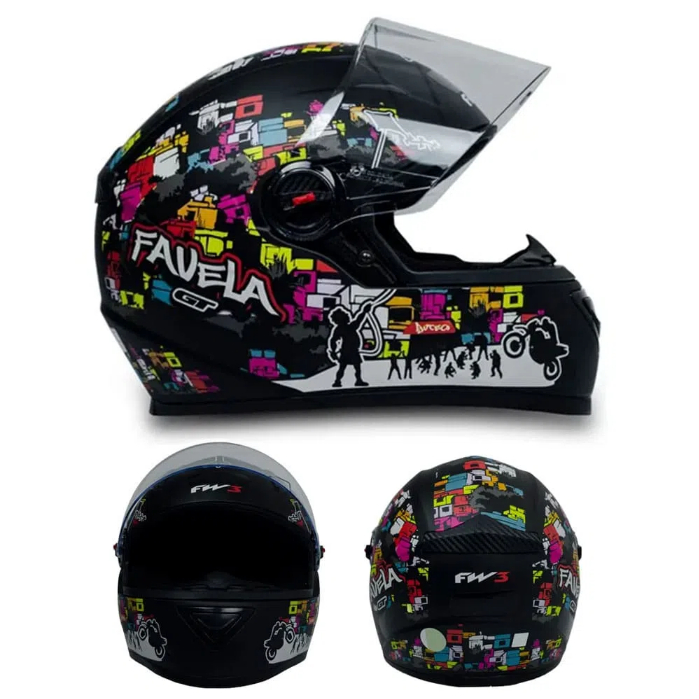 Capacete Fw Fechado Gt Favela Preto Fosco Shopee Brasil