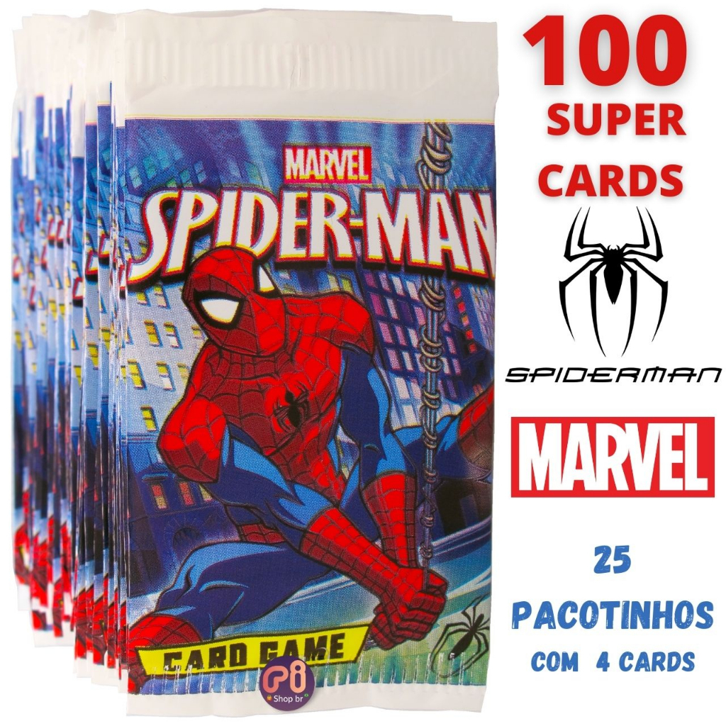 Kit 100 Cards Homem Aranha 25 Pacotinhos 4 Cartinhas Shopee Brasil