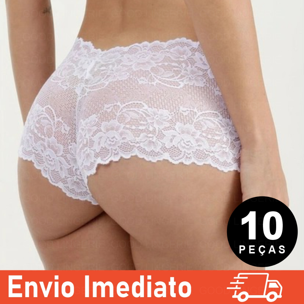 Kit Calcinhas De Renda Cale On Short Box Feminino Lingerie