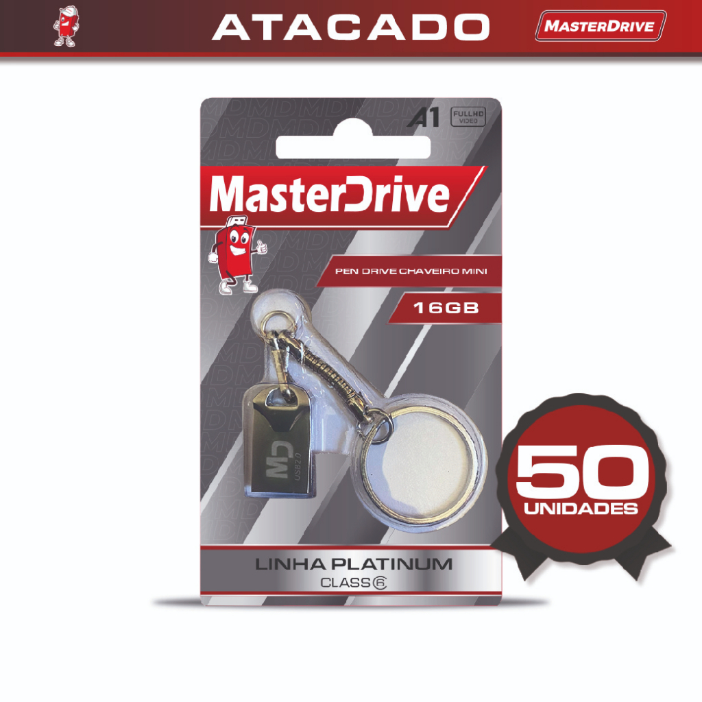 Kit 50 Mini Pendrive 16GB MasterDrive PLATINUM Original Pen Drive 16GB