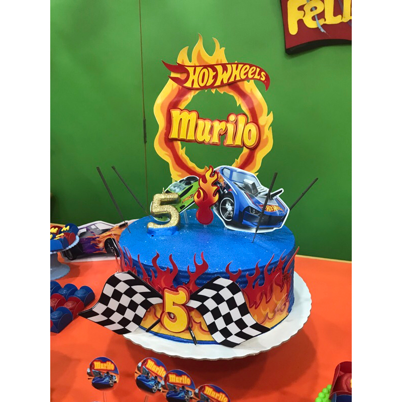 Topo Topper De Bolo HotWheels Personalizado Shopee Brasil