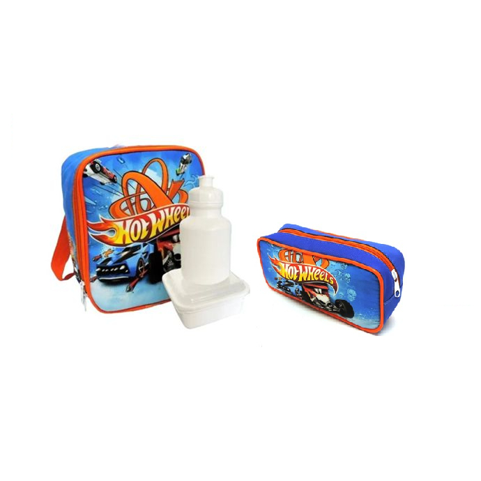Lancheira Térmica Infantil Hot Wheels e Estojo De Lápis Escolar F5