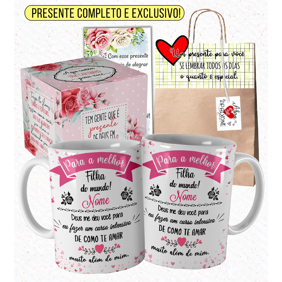 Caneca Filha A Melhor Filha Do Mundo Personalizada Nome E Embalagem