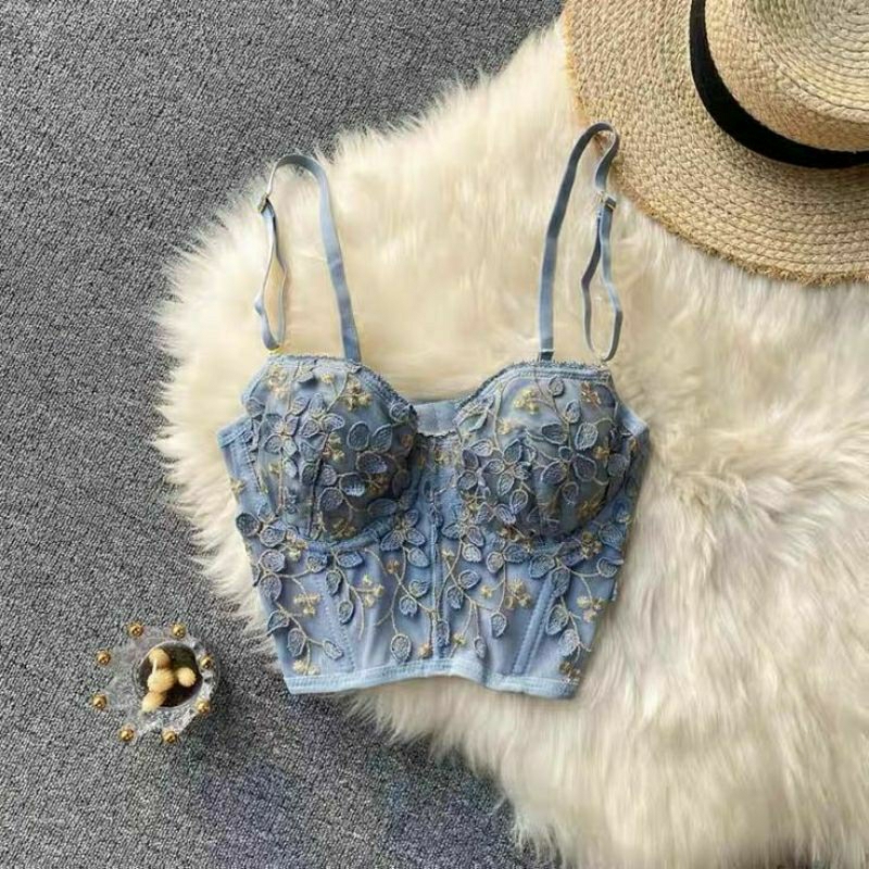 Corset Lingerie De Renda Brilho Cropped Moda Gringa Shopee Brasil