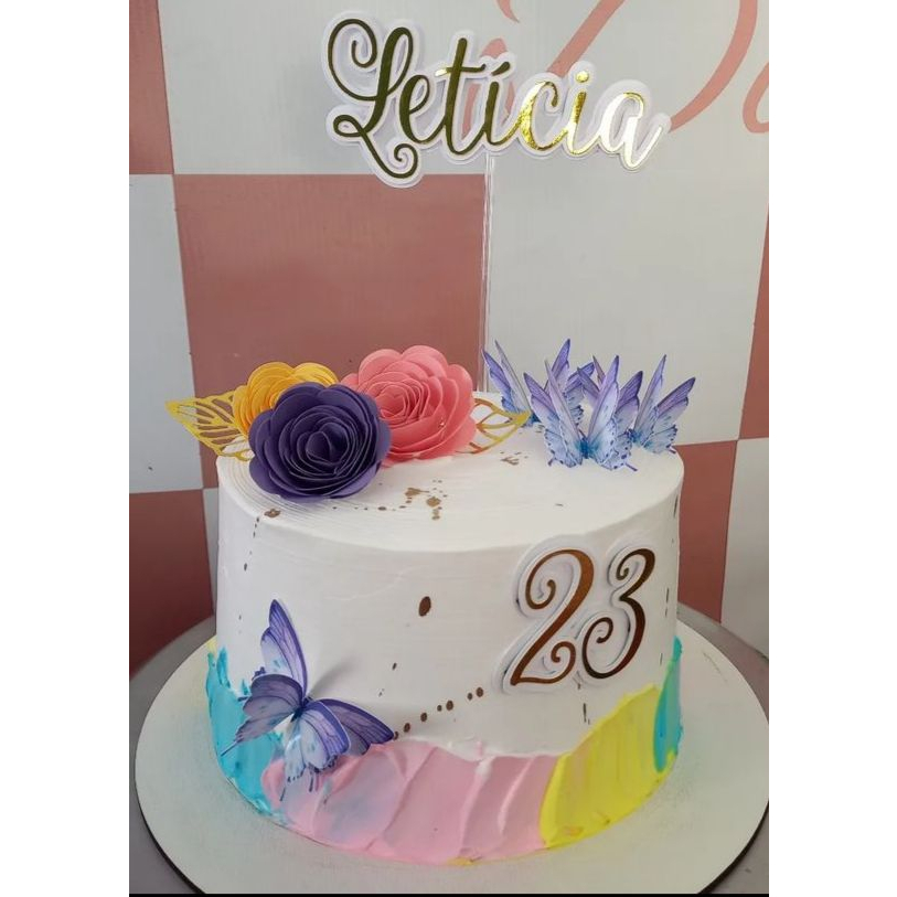 Topper Topo De Bolo DELICADO ADULTO Personalizado FLORES