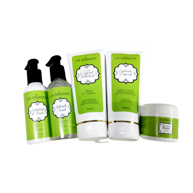 Kit Hidratante Corporal Esfoliante Sabonete Facial Gel Creme Hidratante