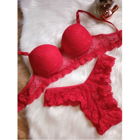 Lingerie Vermelha Rubi Rendada Conjunto Sutian Calcinha Bojo Shopee